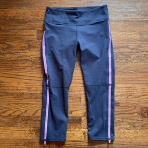 Fabletics Gray and Purple Crop Leggings